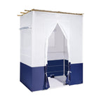Fully assembled EZ Build QUEEN sukkah with natural bamboo schach