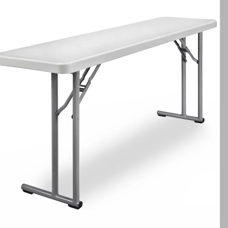 White Plastic Folding Table 18 Inch Wide