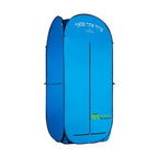 Blue water-resistant pop-up sukkah wall panel with zipper door and Hebrew blessing