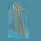 Silver metal L-shaped stakes for securing portable pop-up sukkah walls