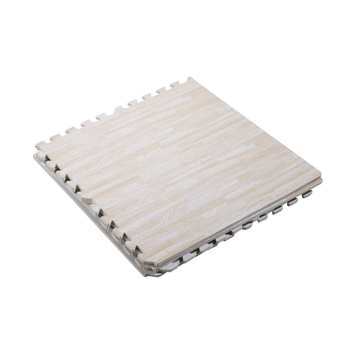 Beige distressed wood grain foam floor tile